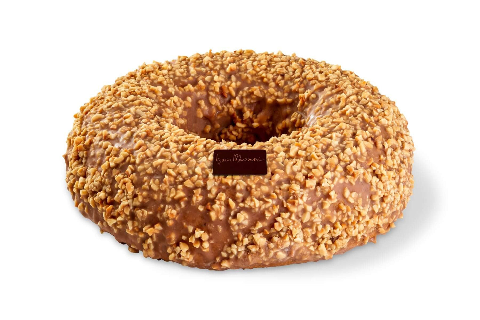 Ciambella di Nocciole senza Lattosio di Iginio Massari Alta Pasticceria: dolce artigianale con impasto soffice all’olio di oliva e glassa croccante con nocciole tostate e zucchero di canna.